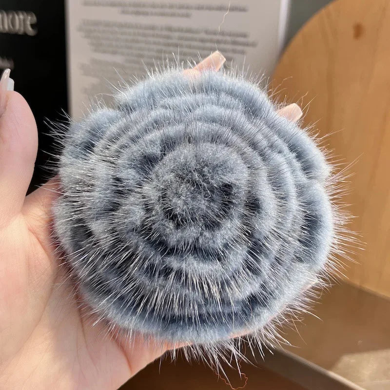 Mink Fur Flower Brooch