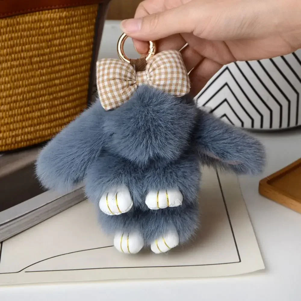 Fluffy Bunny Bag Charm Keychain