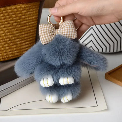 Fluffy Bunny Bag Charm Keychain