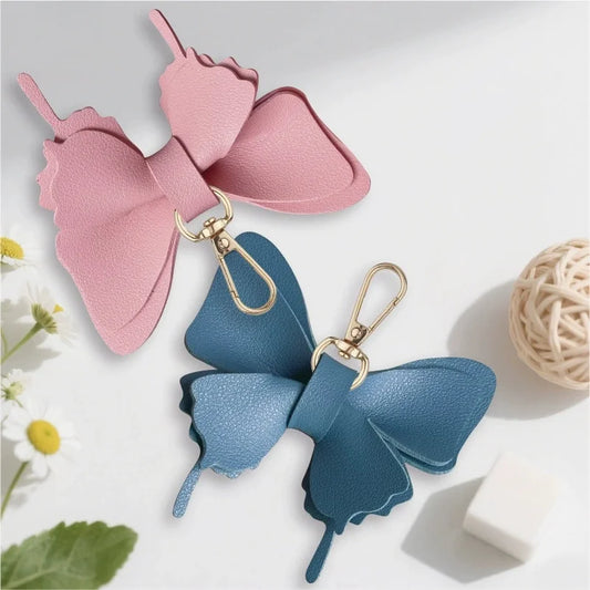 Layered Leather Butterfly Keychain