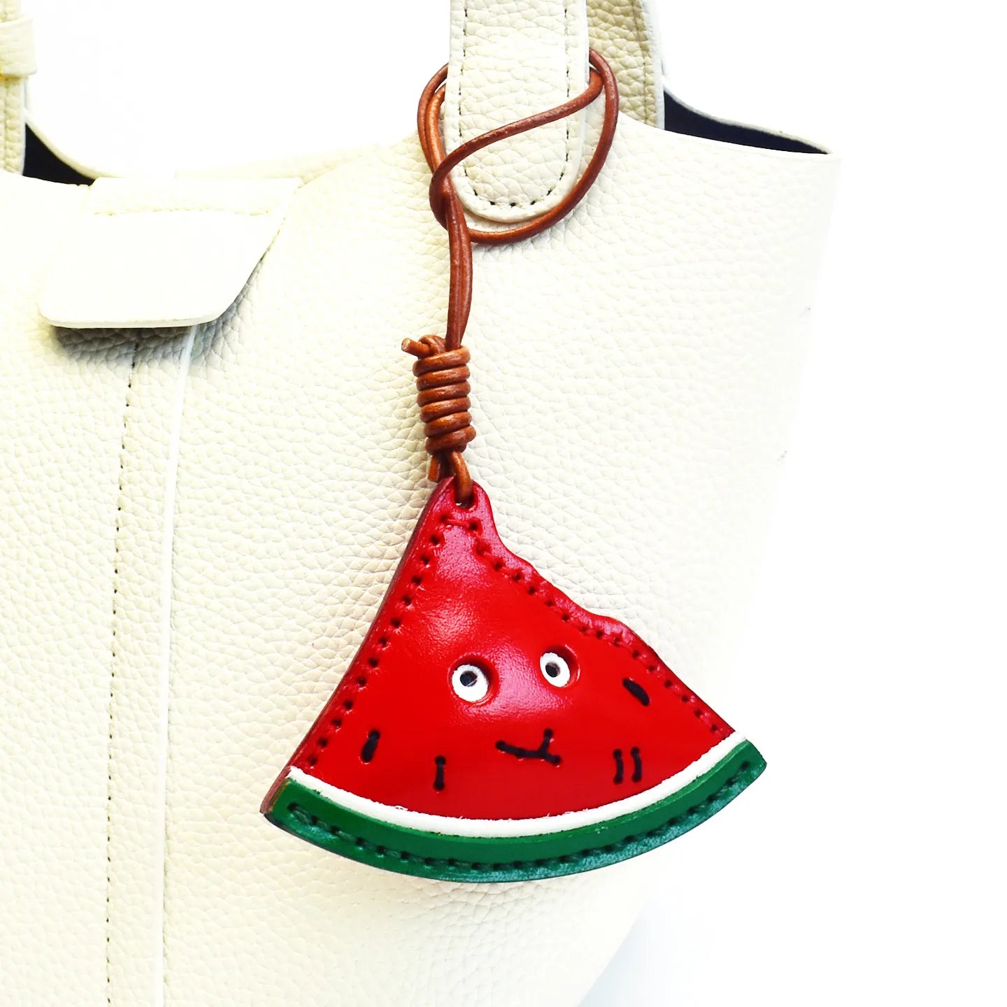 Leather Hand-sewn Fruit Bag Charm