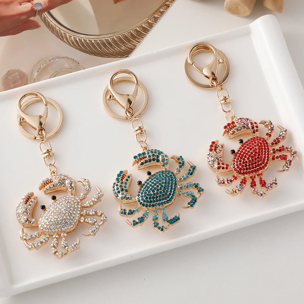 Sparkling Crystal Crab Keychain