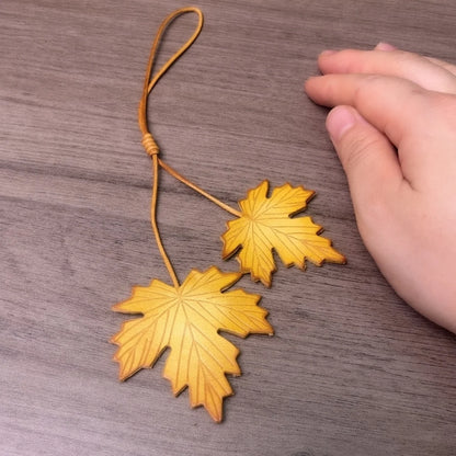 Genuine Leather Maple Leaf Bag Charm