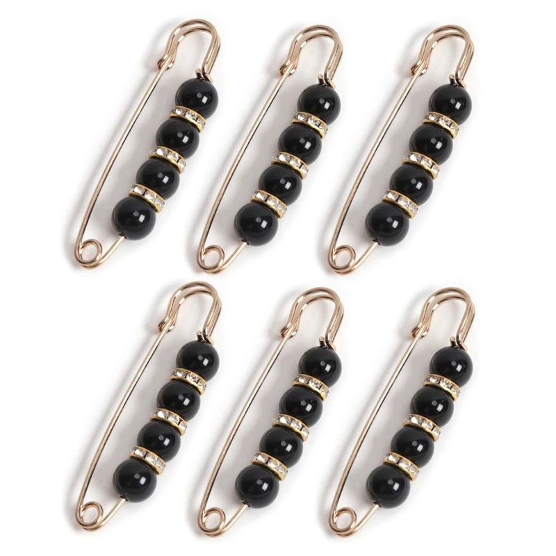 6-Piece Pearl Brooch & Waist Cinching Pin Set