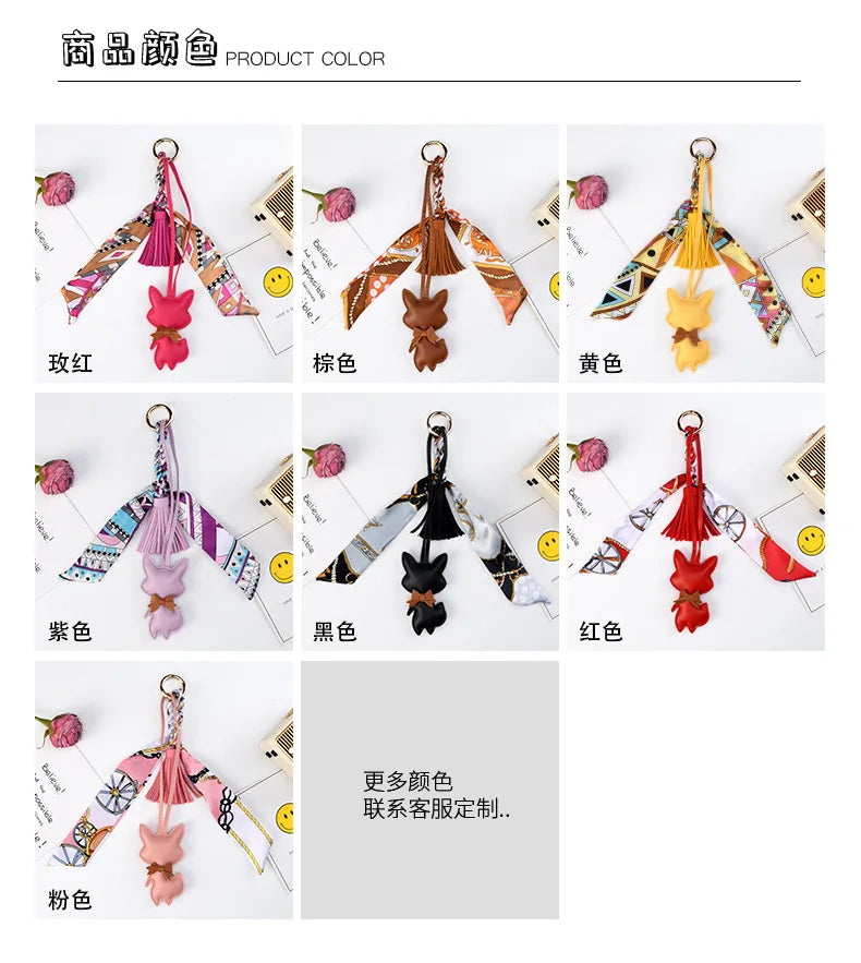 Leather Tassel Fox Bag Charm