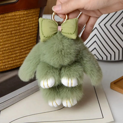 Fluffy Bunny Bag Charm Keychain