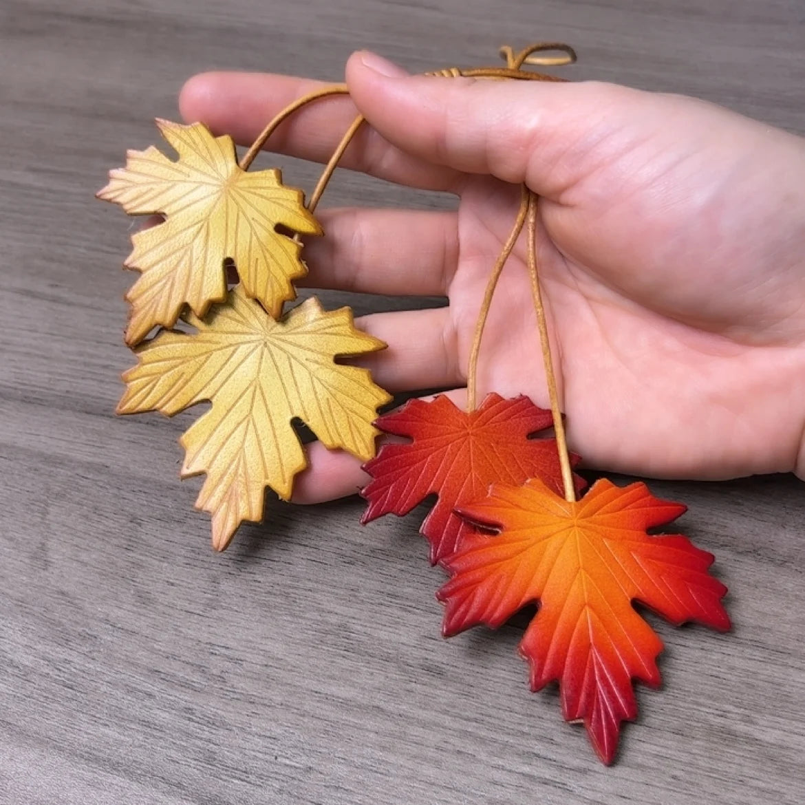 Genuine Leather Maple Leaf Bag Charm