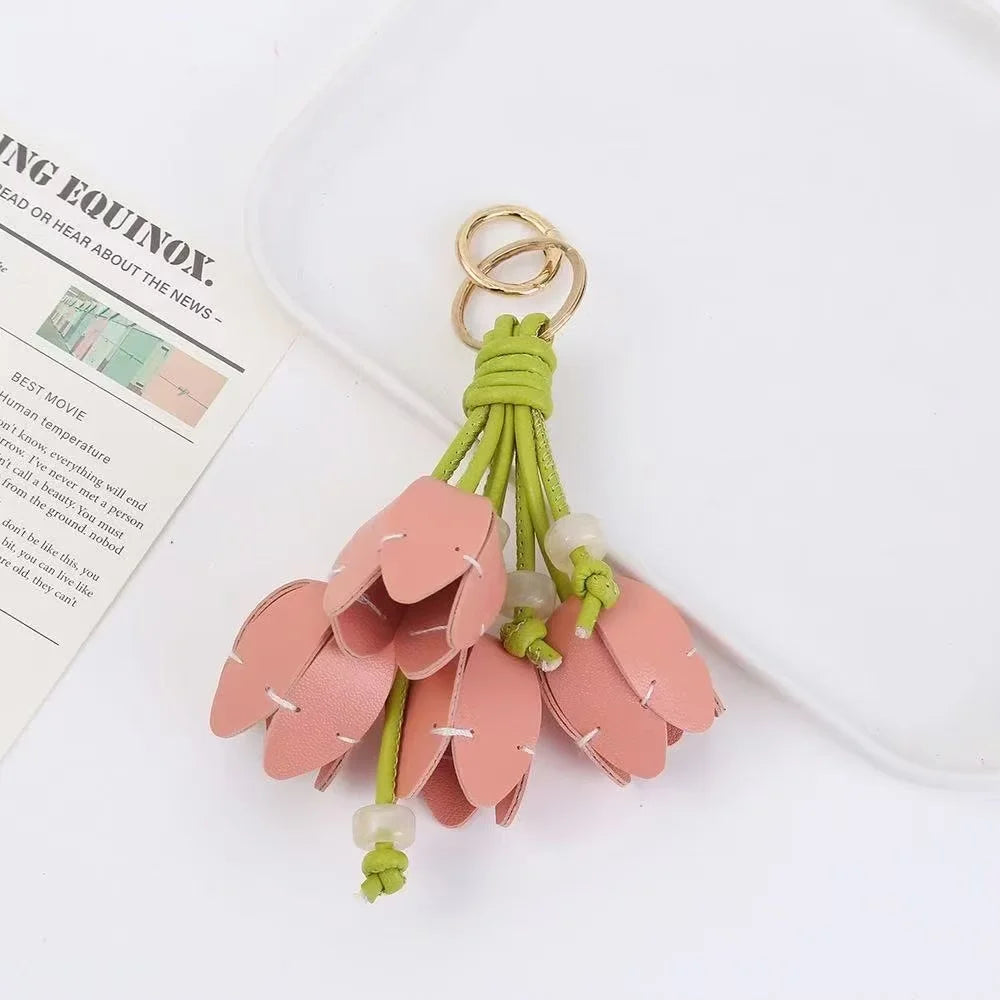 Leather Flower Hanger Keychain