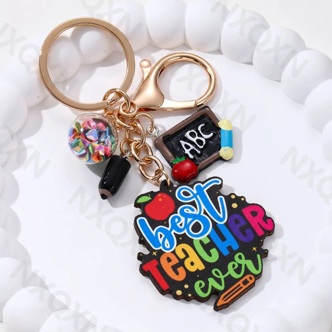 Heart Pencil Wooden Keychain