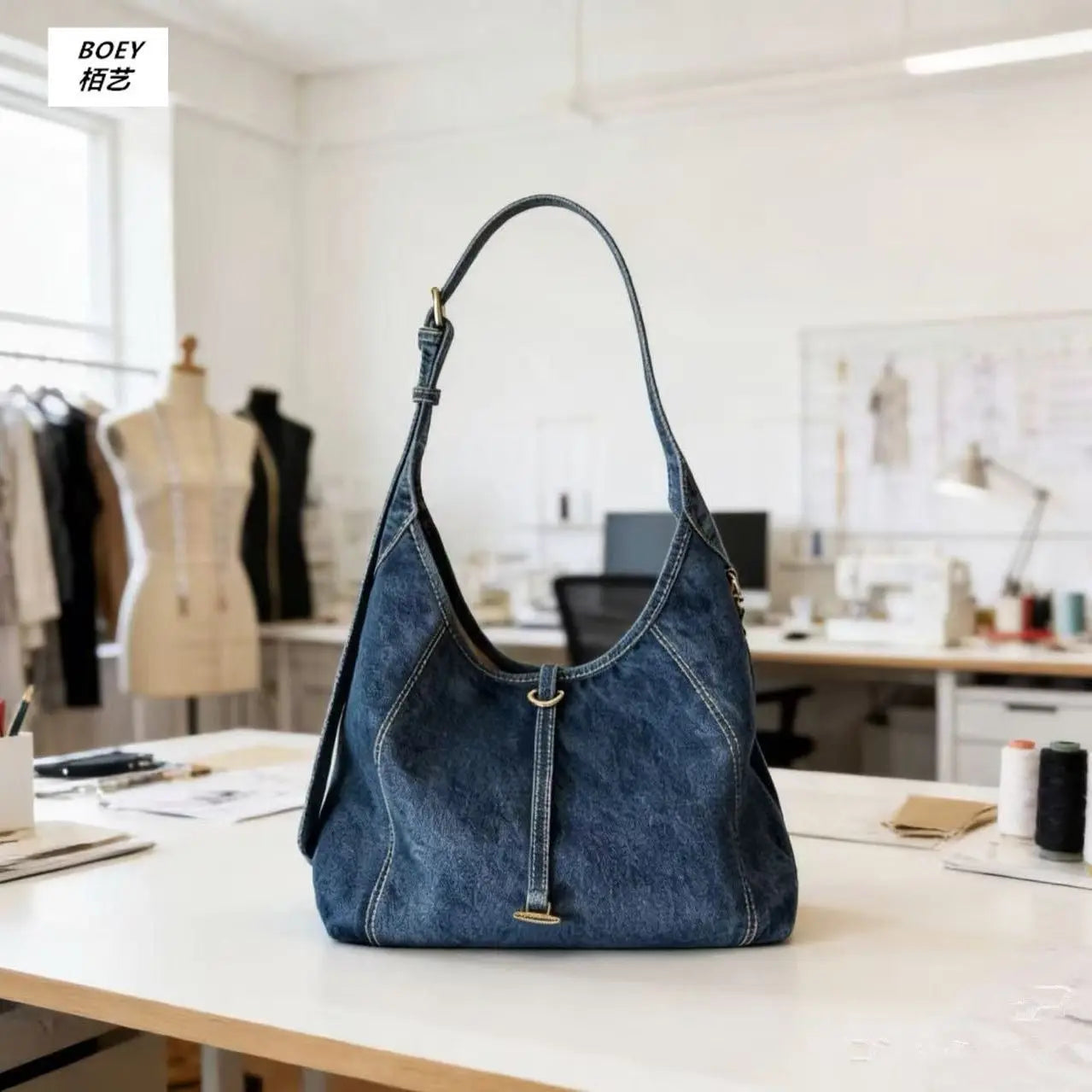 Casual Denim Crossbody Bag Large Capacity