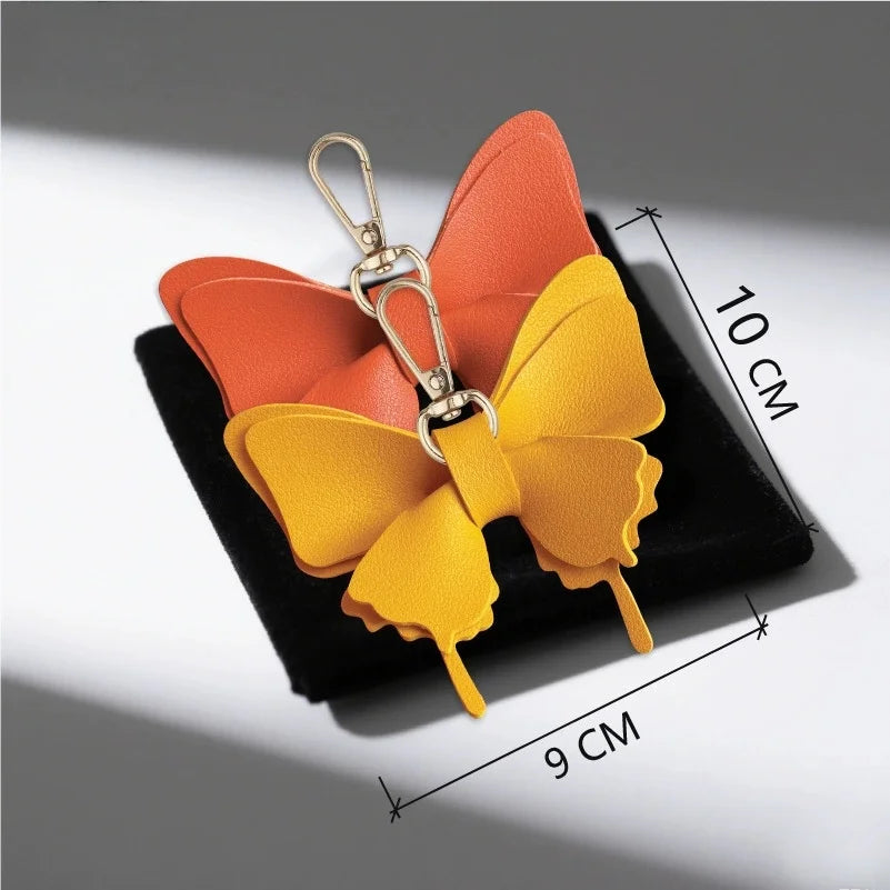 Layered Leather Butterfly Keychain