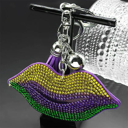Purple Lips Rhinestone Keychain Charms