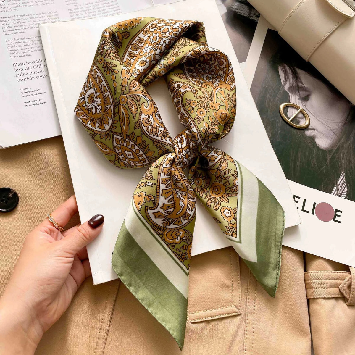 Leopard Print Satin Square Scarf