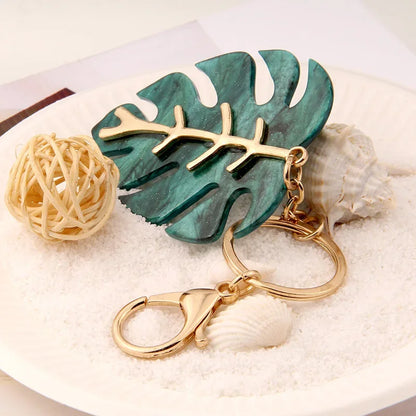 Elegant Tropical Palm Green Leaf Key Chain