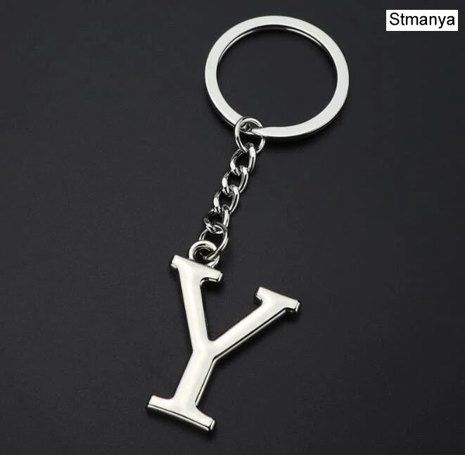 Silver Initial Letter Keychain
