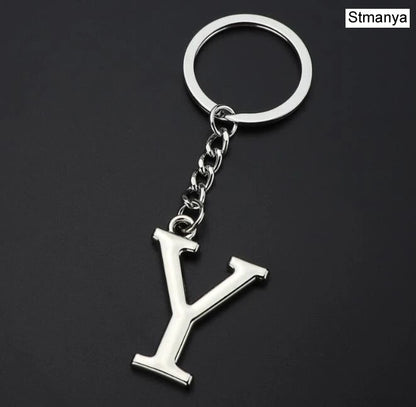 Silver Initial Letter Keychain