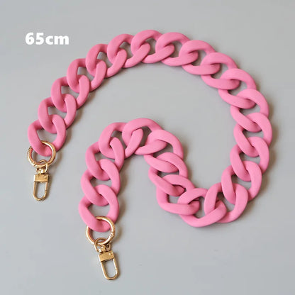 Candy Pink Resin Chain Frosted Purse Chain