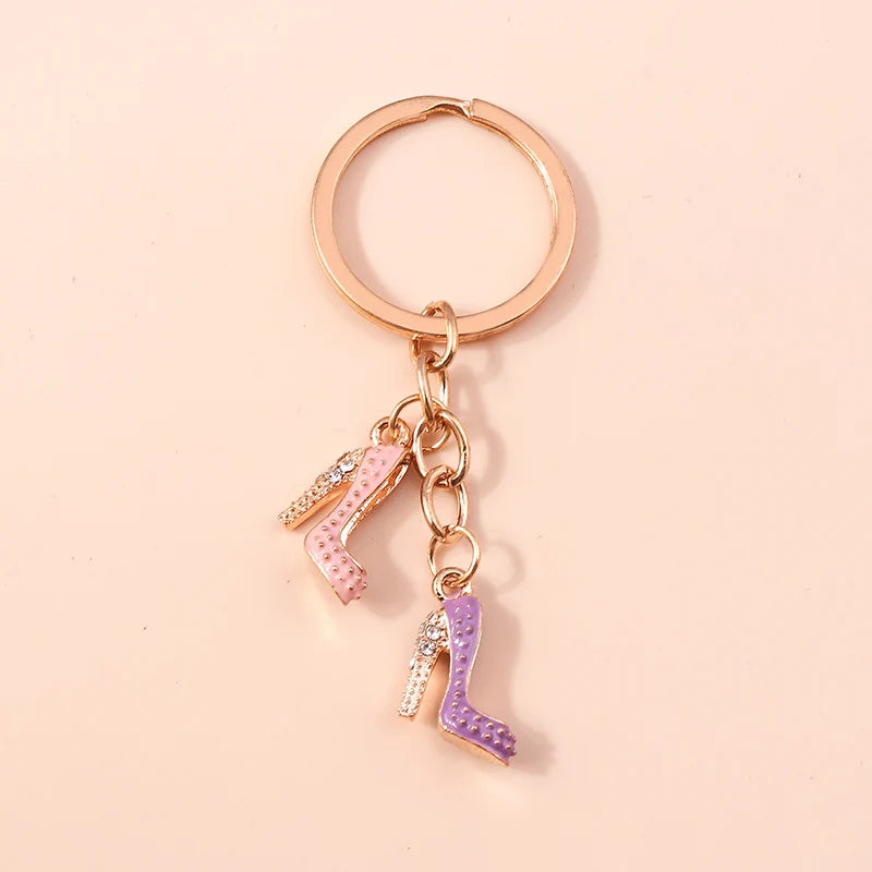 Mini High Heel & Lipstick Charm Keychain