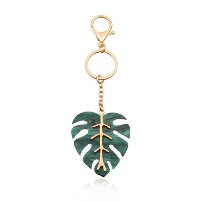 Elegant Tropical Palm Green Leaf Key Chain