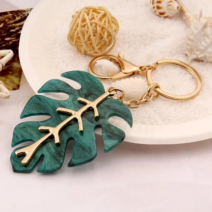 Elegant Tropical Palm Green Leaf Key Chain