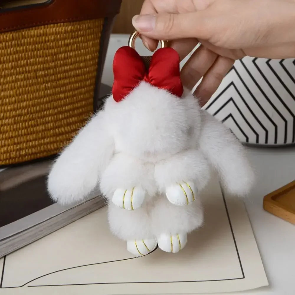 Fluffy Bunny Bag Charm Keychain