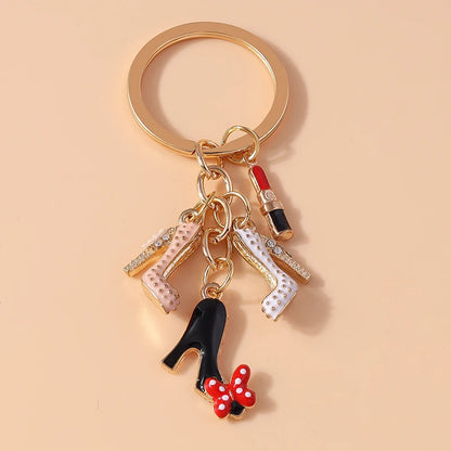 Mini High Heel & Lipstick Charm Keychain
