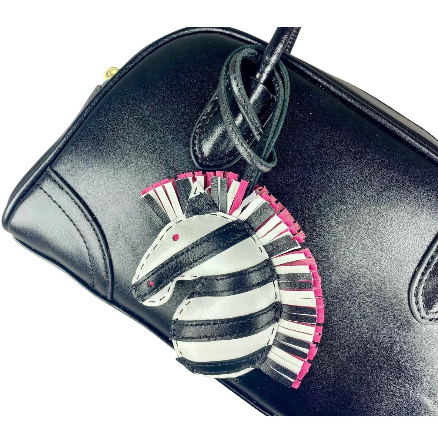 Zebra Head Leather Bag Charm