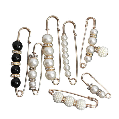 6-Piece Pearl Brooch & Waist Cinching Pin Set