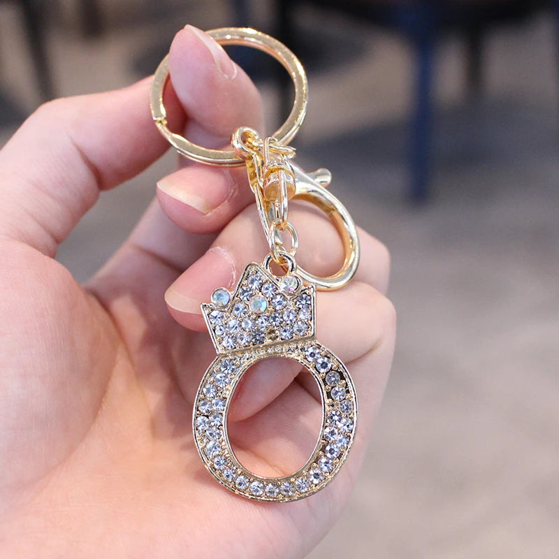 Rhinestone Initial Letter Keychain