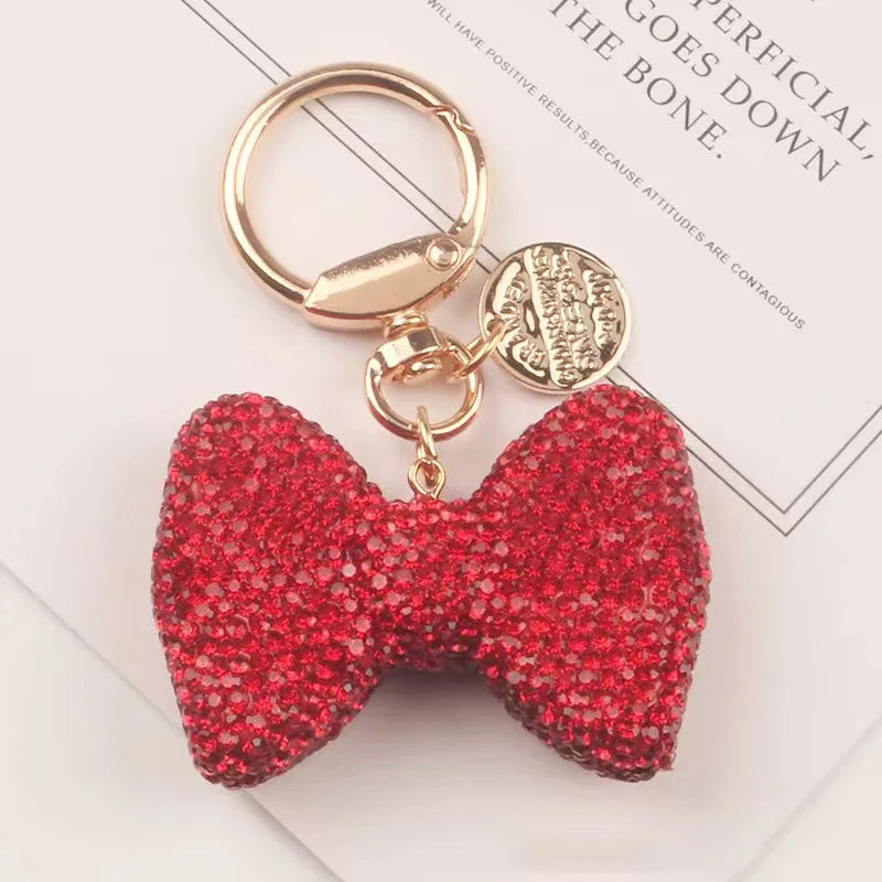 Rhinestone Bow Charm Keychain