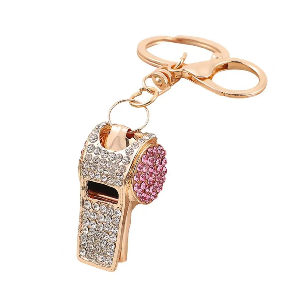 3D Rhinestone Whistle Keychain