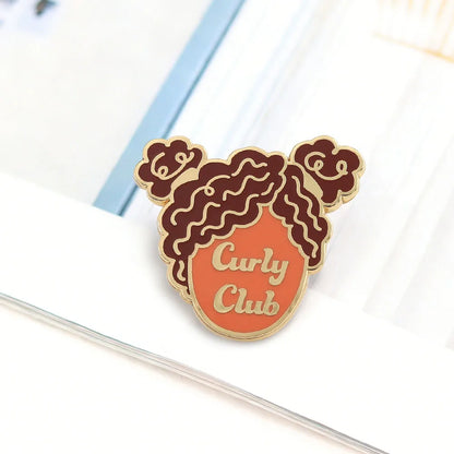 Curly Club Brooch Head Design Badge Nature Roll Enthusiast Metal Pin African Trendy Accessories Cultural Peripheral Lapel Pin