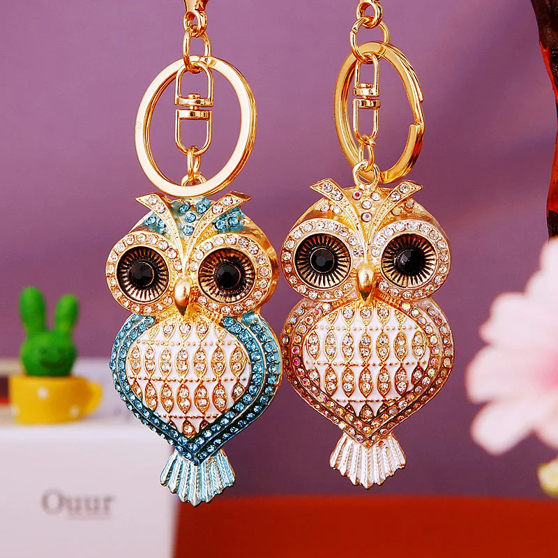 Crystal Owl Charm Keychain