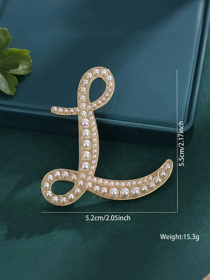 Pearl Letter Initial Brooch Pin