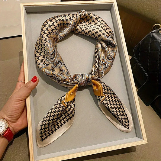Vintage Print Silky Square Scarf