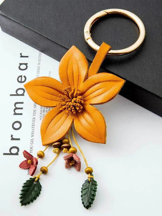 Fall Floral Leather Bag Charm