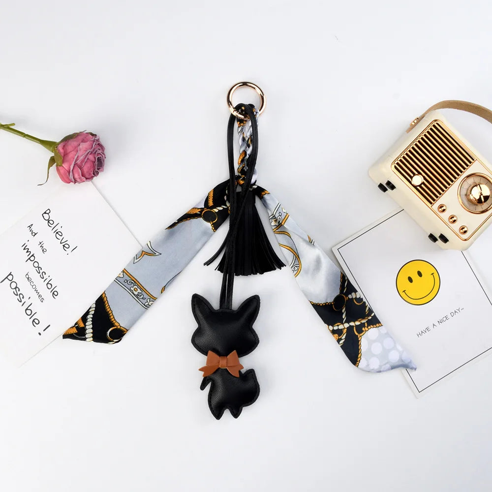 Leather Tassel Fox Bag Charm