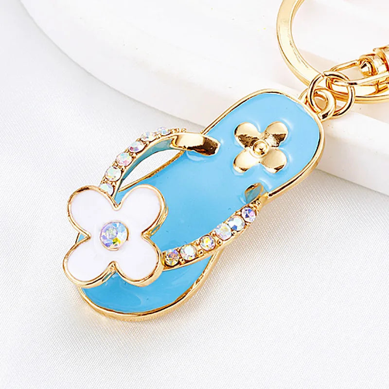 Crystal Slipper Keychain — Rhinestone Enamel Bag Charm