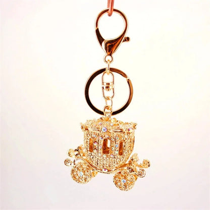 Rhinestone Pumpkin Carriage Keychain