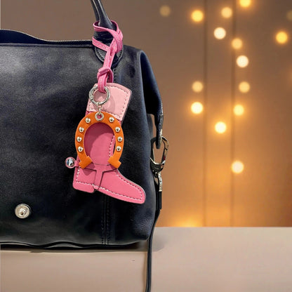 Leather Boot & Horseshoe Bag Charm