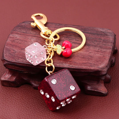Y2K Lucky Dice Crystal Keychain