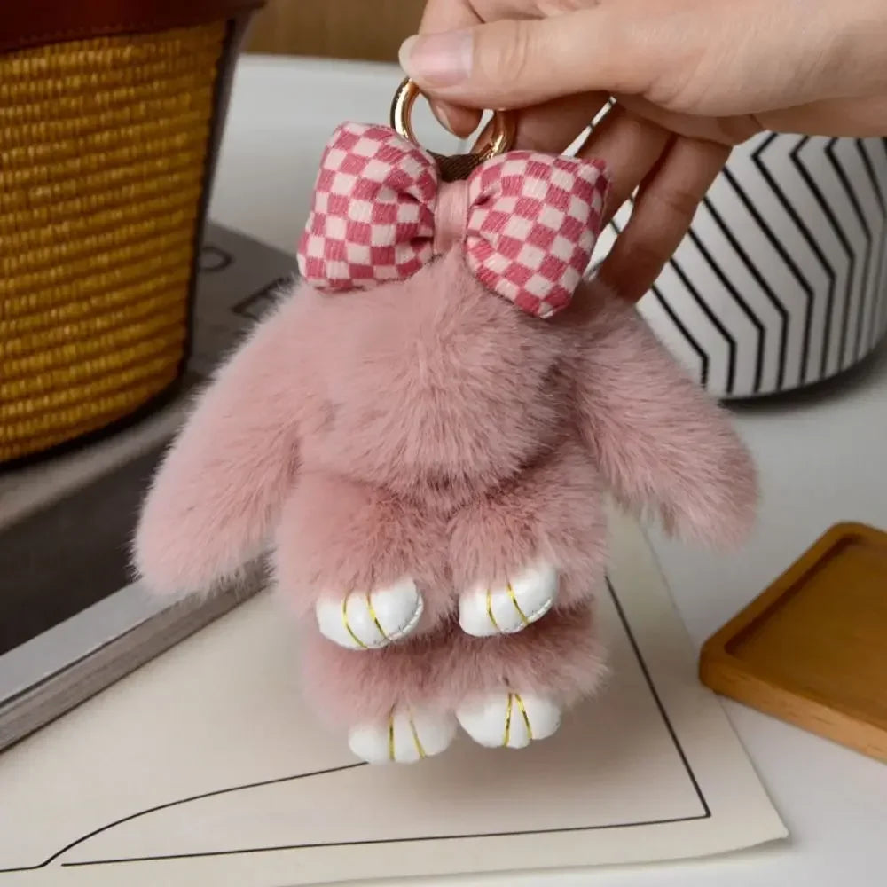 Fluffy Bunny Bag Charm Keychain
