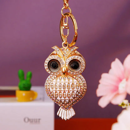 Crystal Owl Charm Keychain
