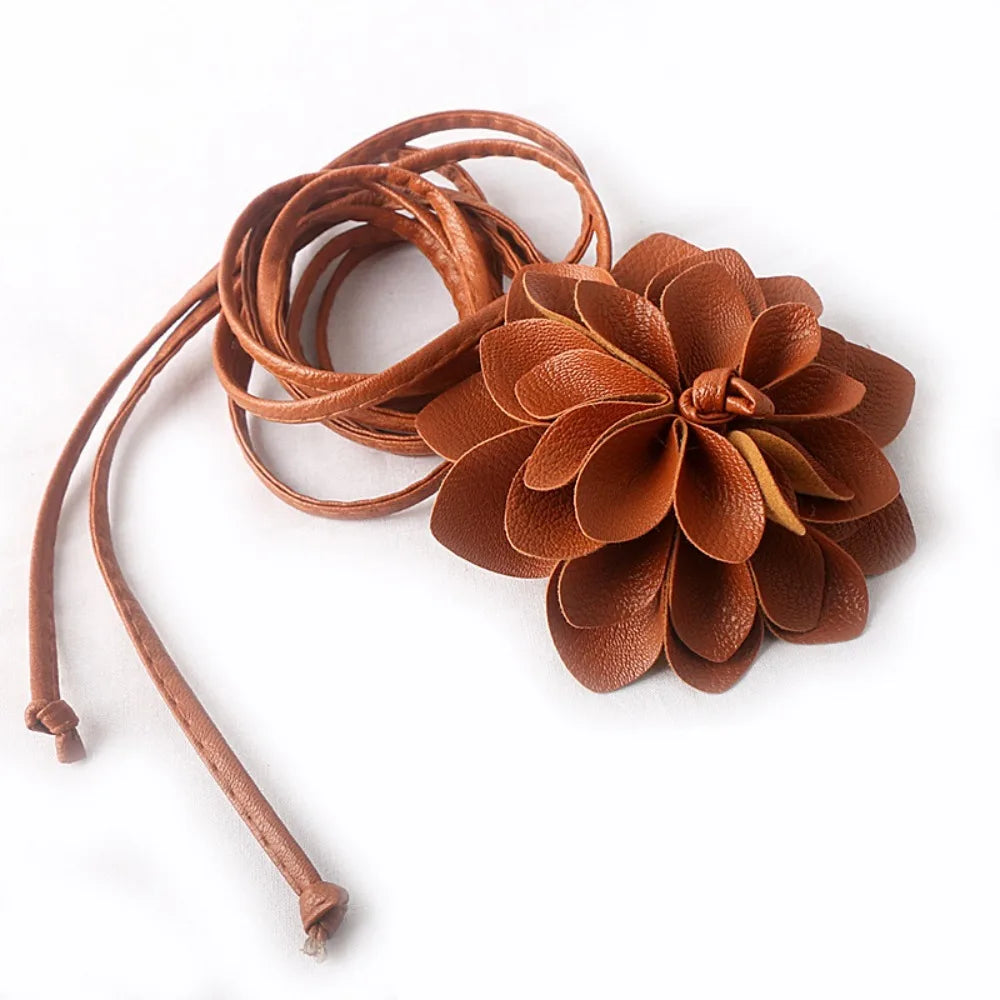 Floral Leather Waist Belt