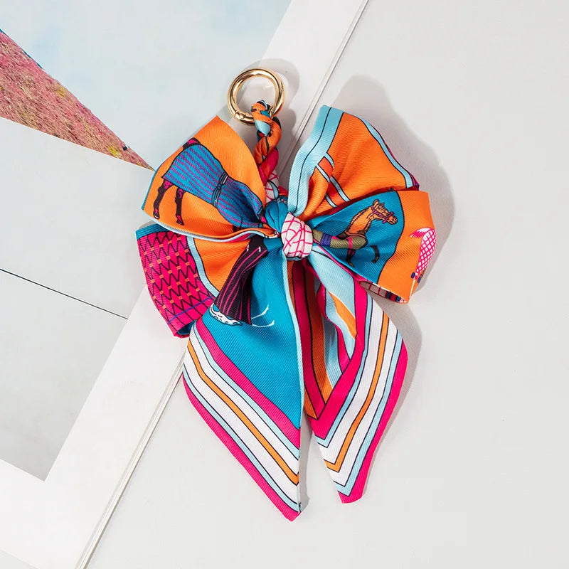 Hand-Woven Silk Bow Keychain