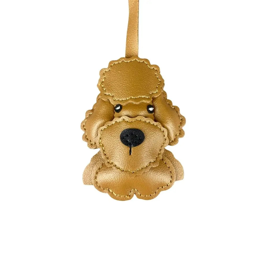 Teddy Bear Bag Charm — 3D Wavy Leather with Macaron Keychain