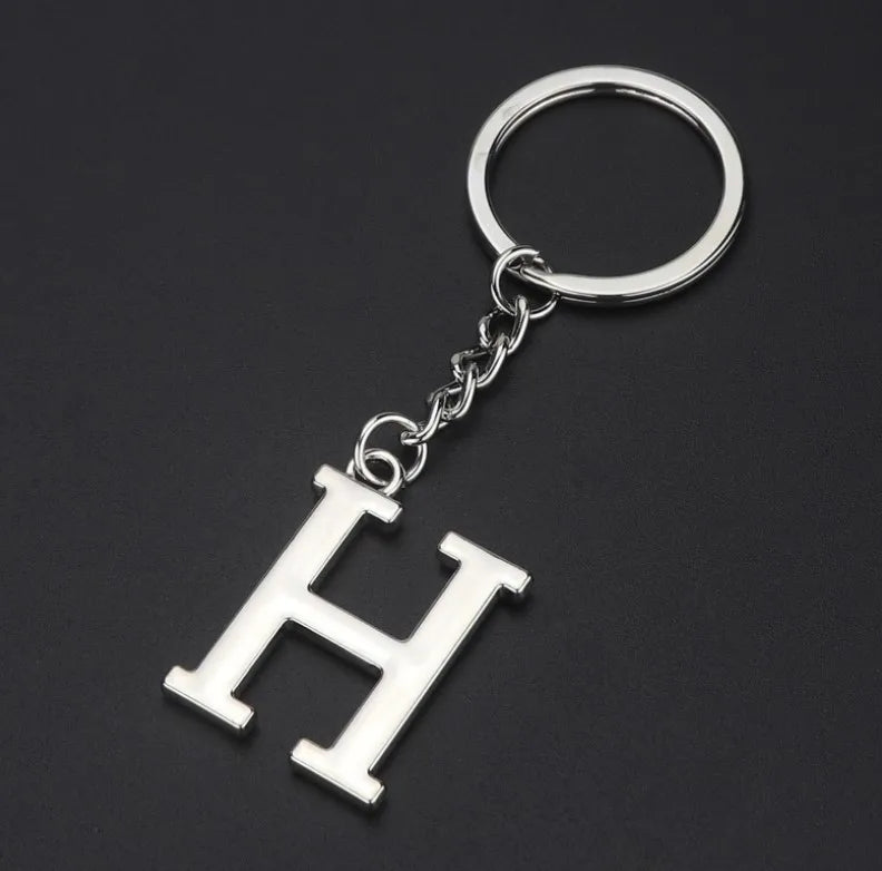 Silver Initial Letter Keychain