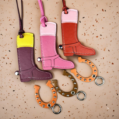 Leather Boot & Horseshoe Bag Charm