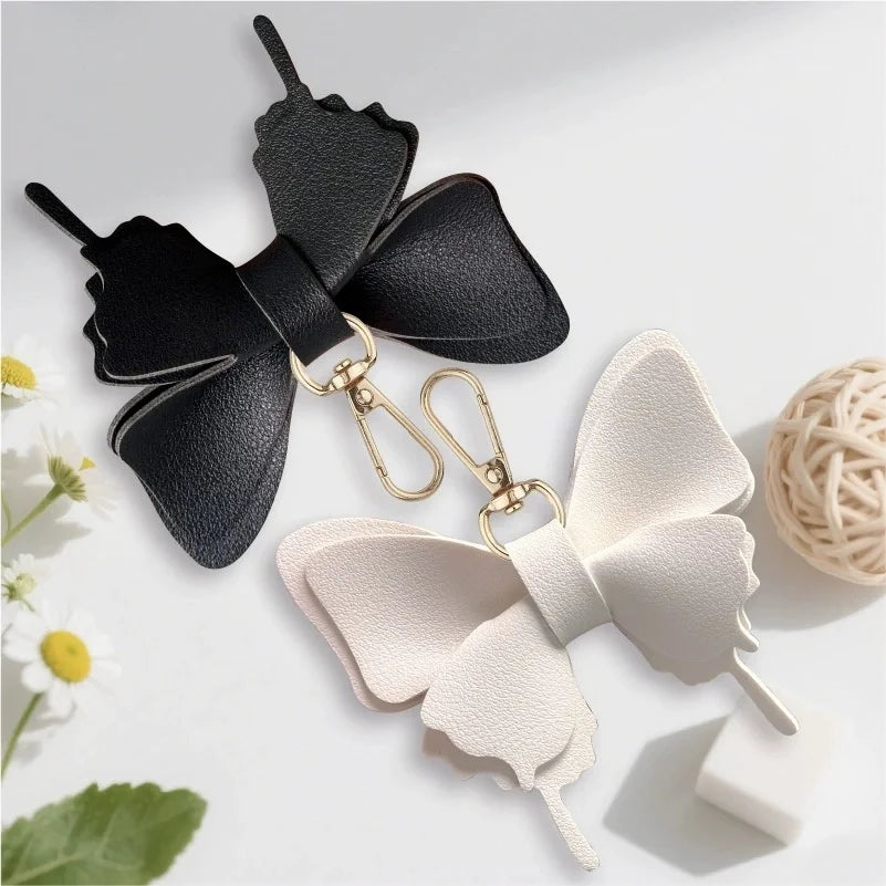 Layered Leather Butterfly Keychain