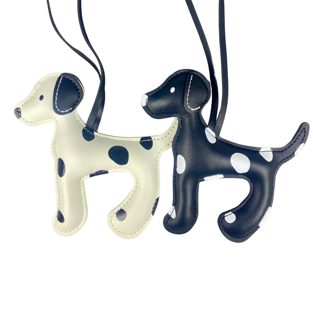 Spotted Dalmatian Leather Keychain